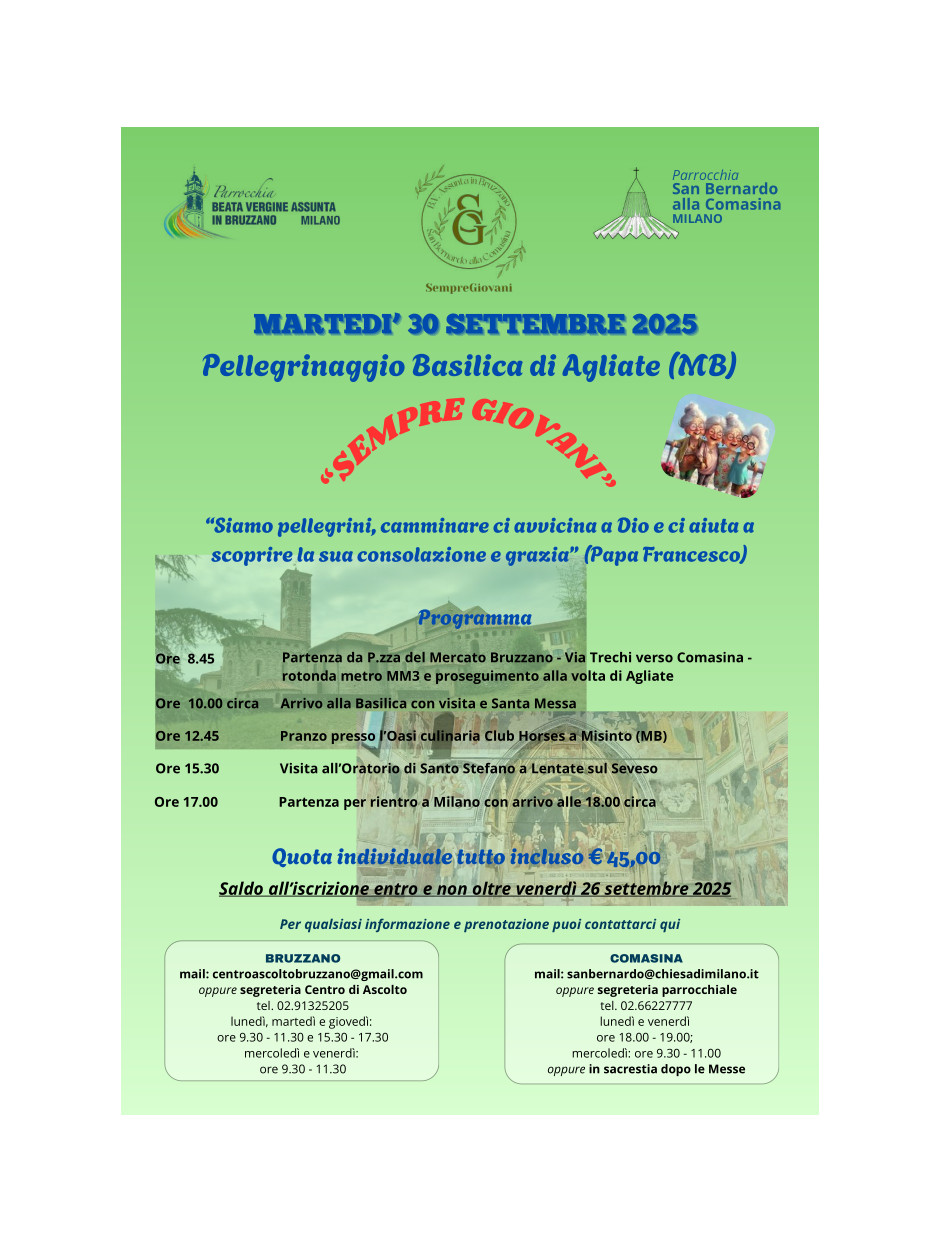 Sempre Giovani - Pellegrinaggio 30 settembre
