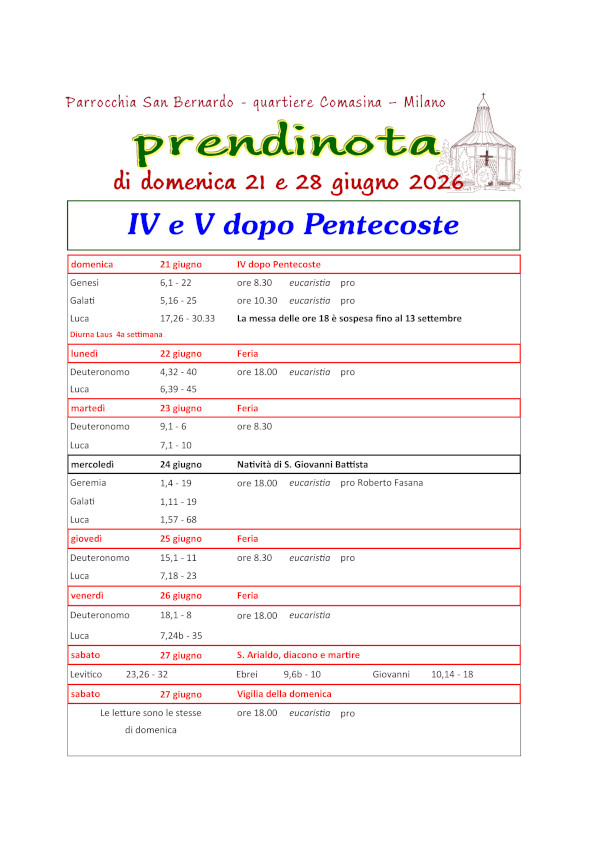 25 - Prendinota 21 e 28 giugno 2026