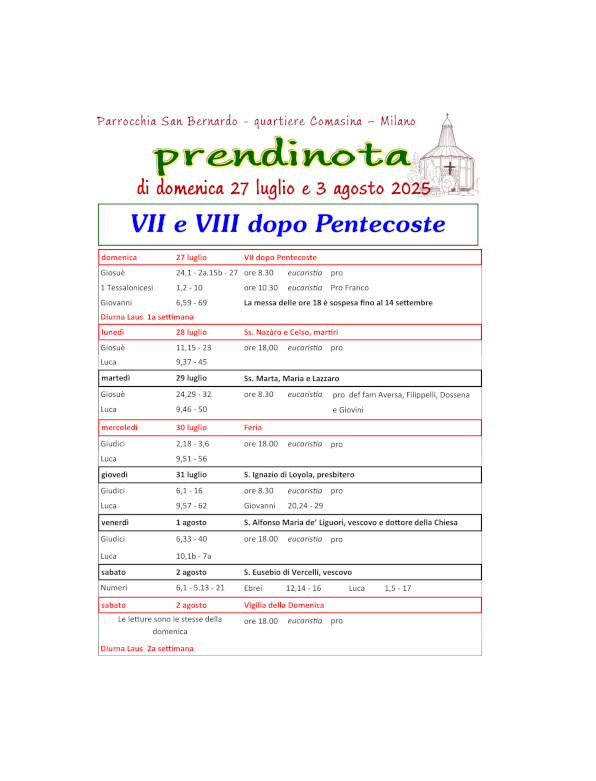 Prendinota 28 - 27 luglio-3 agosto 2025
