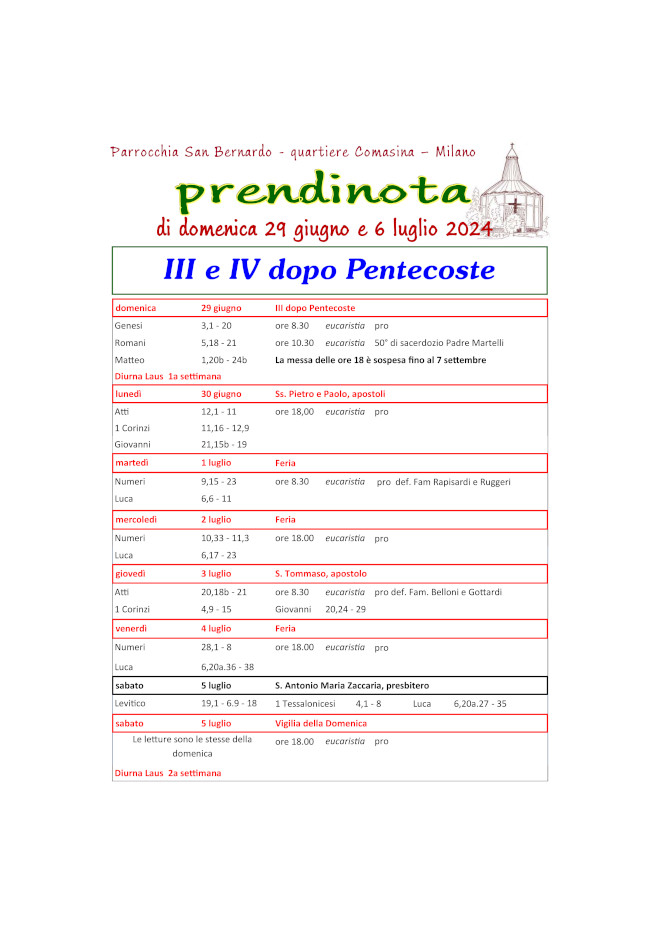 26 - 29 giugno - 6 luglio 2025