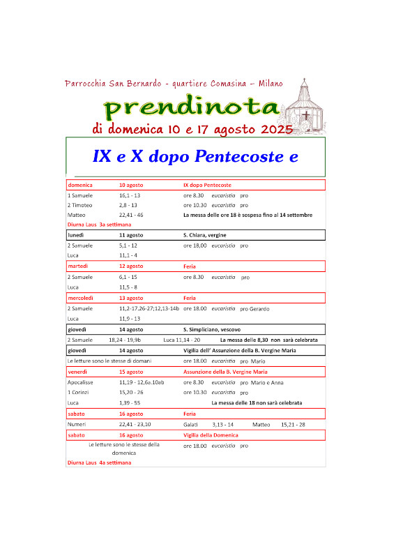 Prendinota 29 - 10 e 17 agosto 2025