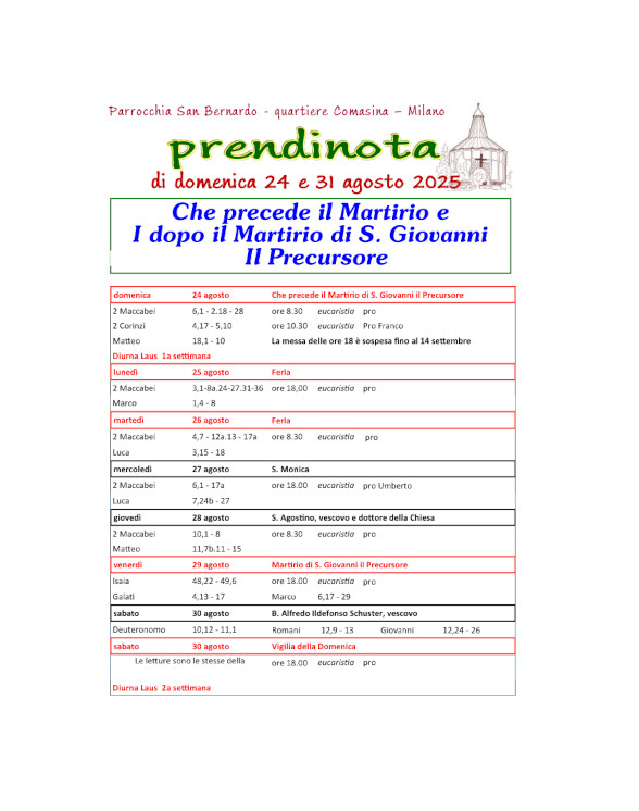 Prendinota 30 - 24 e 31 agosto 2025