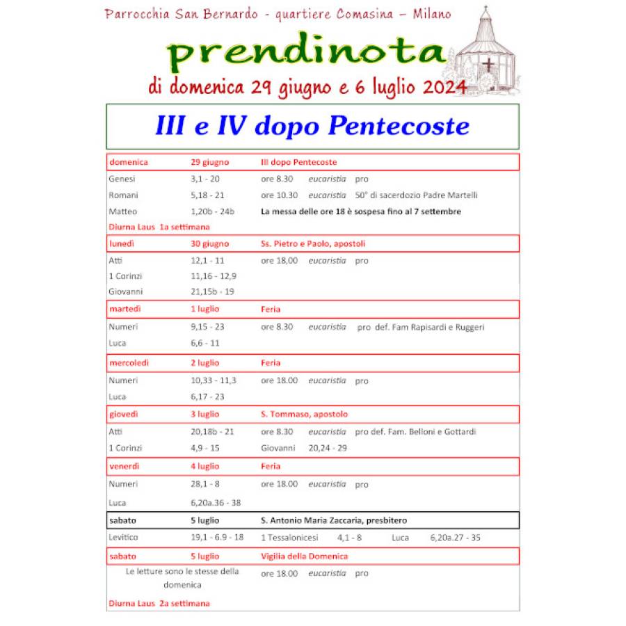26 - 29 giugno - 6 luglio 2025