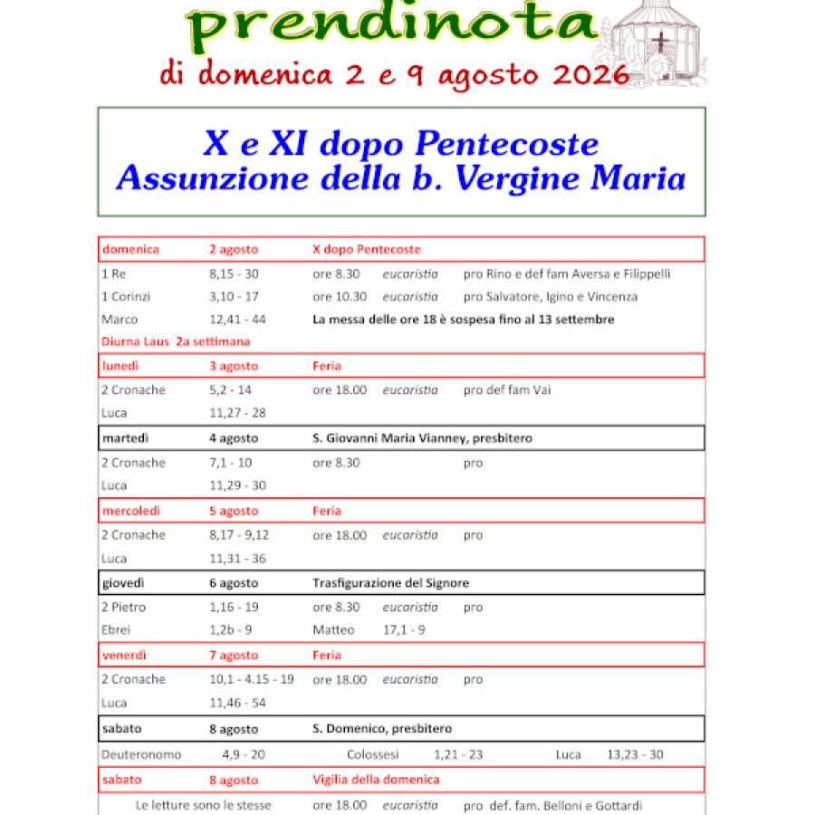 28 - Prendinota 2 e 9 agosto 2026