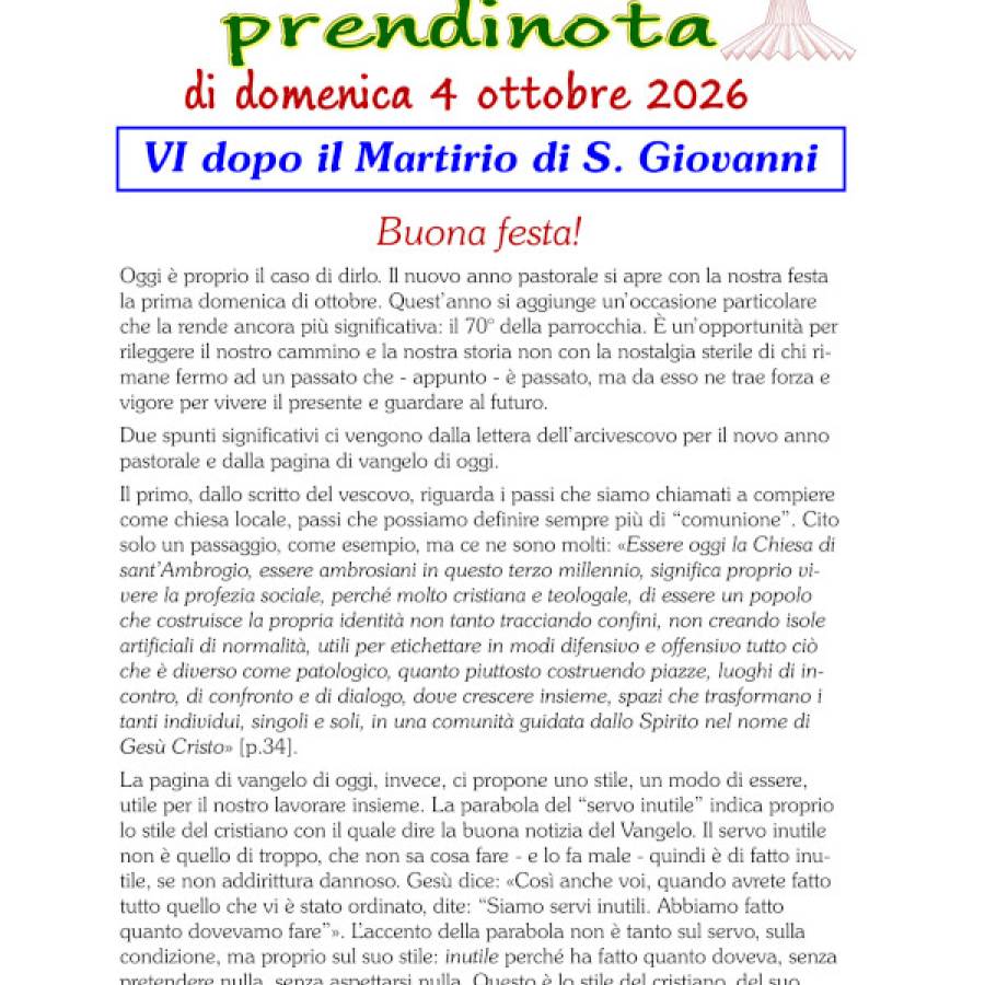 34 - Prendinota 4 ottobre 2026